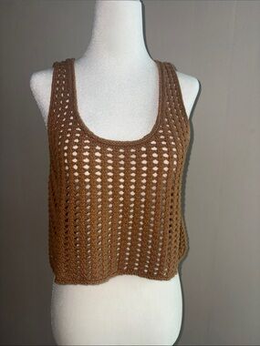 Wild Fable - Crochet Open-Knit Tank Top - Brown